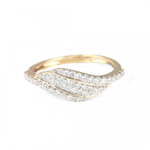 14K Gold 0.23 Ct. Genuine Diamond Wave Design Anniversary Ring Fine Jewelry