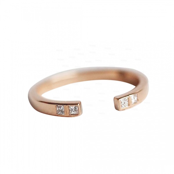 14K Gold 0.20 Ct. Princess Cut Diamond Knuckle Open Wedding Ring Fine Jewelry