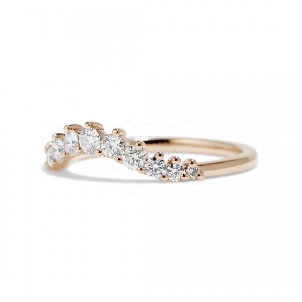 14K Gold 0.25 Ct. Genuine Diamond Curved Arc Design Wedding Ring Fine Jewelry
