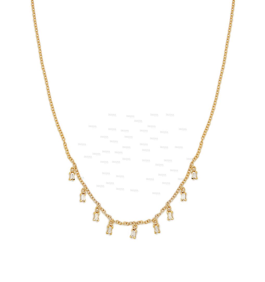14K Gold 0.70 Ct. Genuine VS Clarity Baguette Diamond Choker Necklace Jewelry
