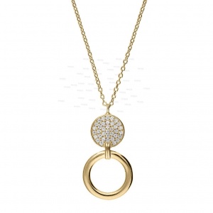 14K Gold 0.18 Ct. Genuine Diamond Disc and Circle Pendant Necklace Fine Jewelry