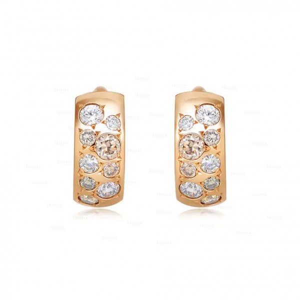 14K Gold 0.40 Ct. Genuine Diamond Wedding Hoop Earrings Fine Jewelry