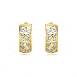 14K Gold 0.40 Ct. Genuine Diamond Wedding Hoop Earrings Fine Jewelry