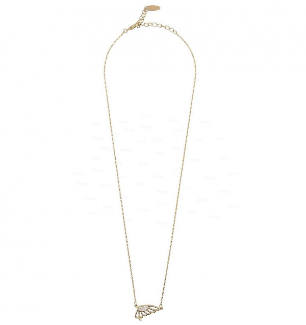 14K Gold 0.08 Ct. Genuine Diamond Butterfly Wing Pendant Necklace Fine Jewelry