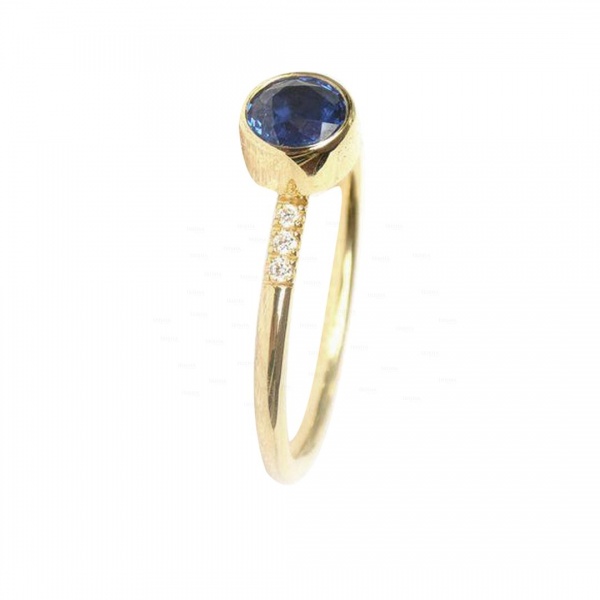 14K Gold Genuine Diamond And Blue Sapphire (0.50 Ct.) Wedding Ring Fine Jewelry