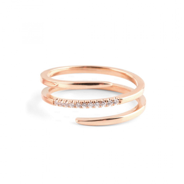 14K Gold 0.10 Ct. Genuine Diamond Wrap Ring Wedding Fine Jewelry Size-3 to 8 US