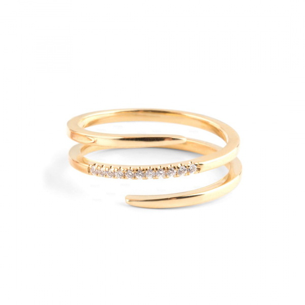 14K Gold 0.10 Ct. Genuine Diamond Wrap Ring Wedding Fine Jewelry Size-3 to 8 US