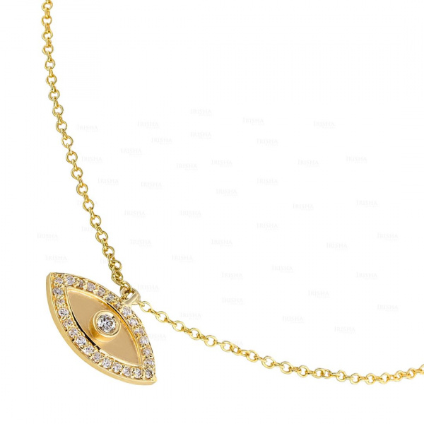 14K Gold 0.17 Ct. Genuine Diamond Evil Eye Charm Bracelet Fine Jewelry