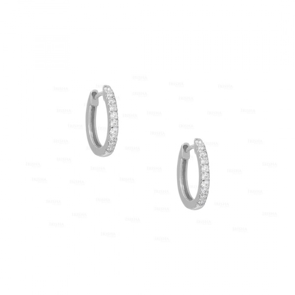 14K Gold 0.20 Ct. Genuine Diamond 12 mm Hoop Earrings Wedding Fine Jewelry