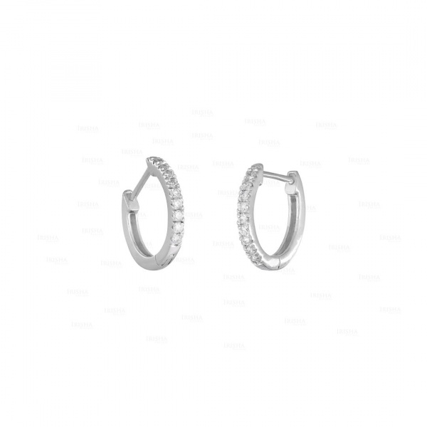 14K Gold 0.20 Ct. Genuine Diamond 12 mm Hoop Earrings Wedding Fine Jewelry