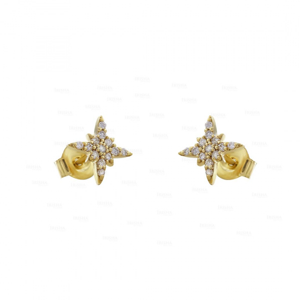 Genuine Diamond 9mm Starburst Studs Earrings 14K Gold Christmas Fine Jewelry