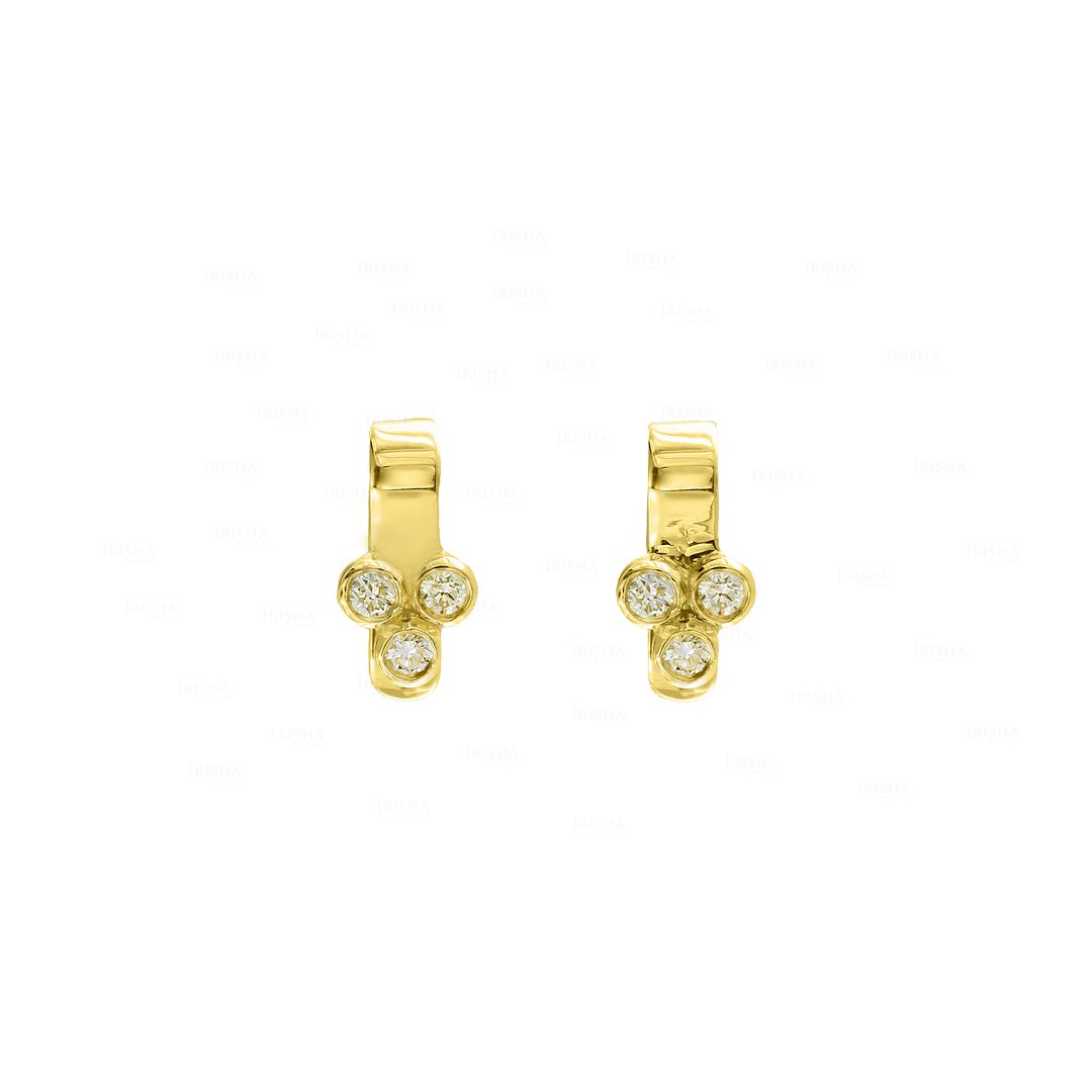 Genuine Excellent Cut Diamond Ear Cuff Design Earrings in 14K Gold Fine Jewelry