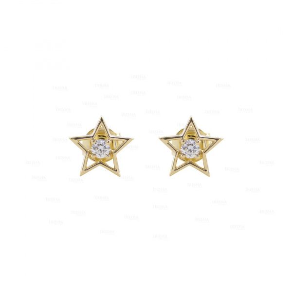 14K Gold 0.12 Ct. Genuine Diamond Star Shape Studs Earrings Fine Jewelry
