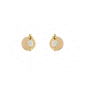 14K Gold 0.10 Ct. Genuine Diamond Petite Bezel Mini Studs Earrings Fine Jewelry