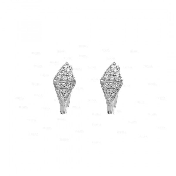 14K Gold 0.20 Ct. Genuine Diamond Double Triangle Huggie Earrings Fine Jewelry