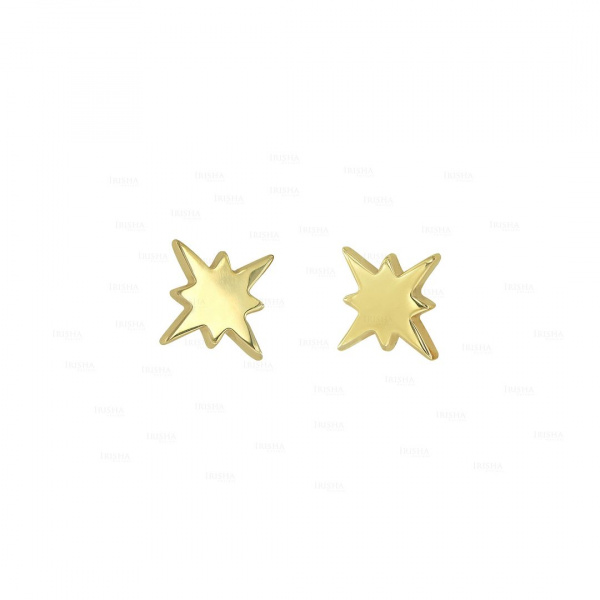 Solid Gold 14K 7mm Minimalist Mini Starburst Studs Earrings Fine Jewelry