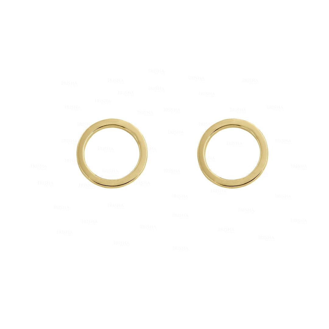 Solid Gold 14K 14mm Open Circle Studs Minimalist Earrings Fine Jewelry