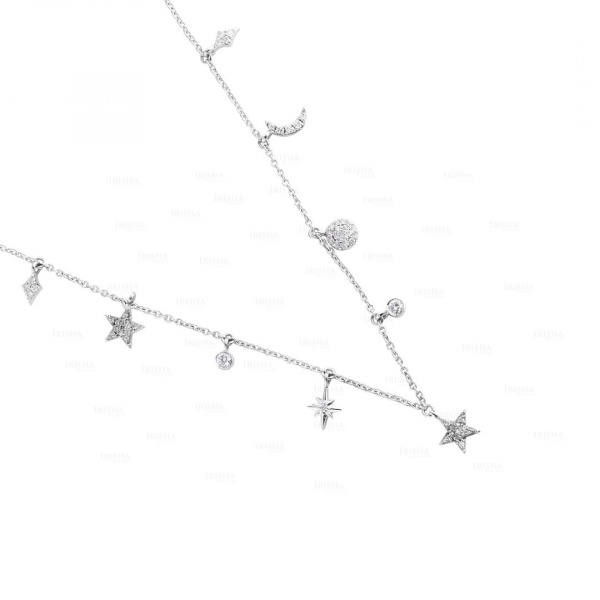 0.50Ct. VS Diamond Celestial Theme Moon Starburst Necklace in 14k Gold