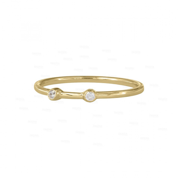 14K Gold 0.03 Ct. Genuine Diamond Thin Minimalist Band Ring Fine Jewelry