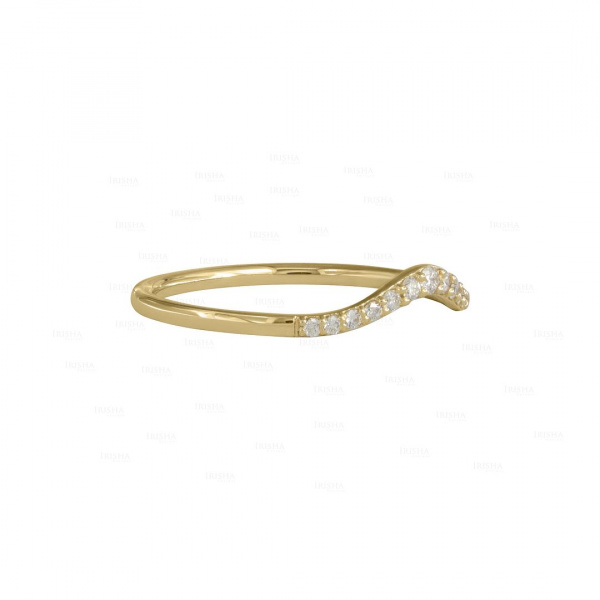 Genuine Diamond Chevron Ring 14K Gold Fine Jewelry Size - 3 to 8 US