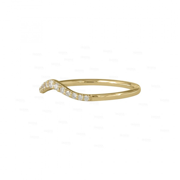 Genuine Diamond Chevron Ring 14K Gold Fine Jewelry Size - 3 to 8 US