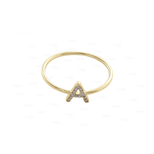 14K Gold 0.05 Ct. Genuine Diamond Initial Alphabet A to Z Personalized Ring
