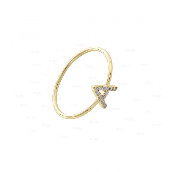 14K Gold 0.05 Ct. Genuine Diamond Initial Alphabet A to Z Personalized Ring