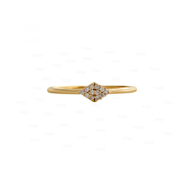 14K Gold 0.06 Ct. Genuine Diamond Rhombus Shape Ring Fine Jewelry Size-3 to 8 US