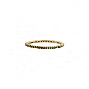 14K Gold Genuine Black Diamond Eternity Band Ring Fine Jewelry Size -3 to 8 US