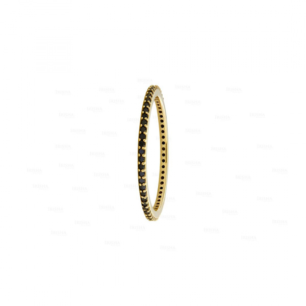 14K Gold Genuine Black Diamond Eternity Band Ring Fine Jewelry Size -3 to 8 US