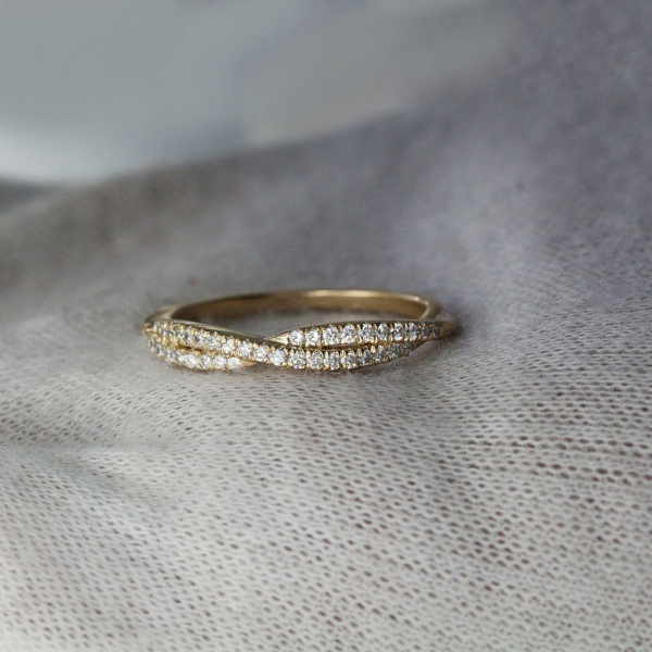 0.18 Ct. Genuine Diamond Wrap Braided 14K Gold Ring Fine Jewelry Size- 3 to 8 US