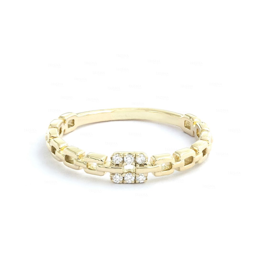 Genuine Diamond Linked Chain Wedding Ring 14K Gold