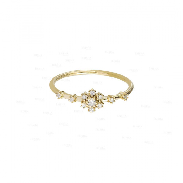 0.12Ct. VS Bezel Set Diamond Cluster Design Ring in 14k Gold Fine Jewelry