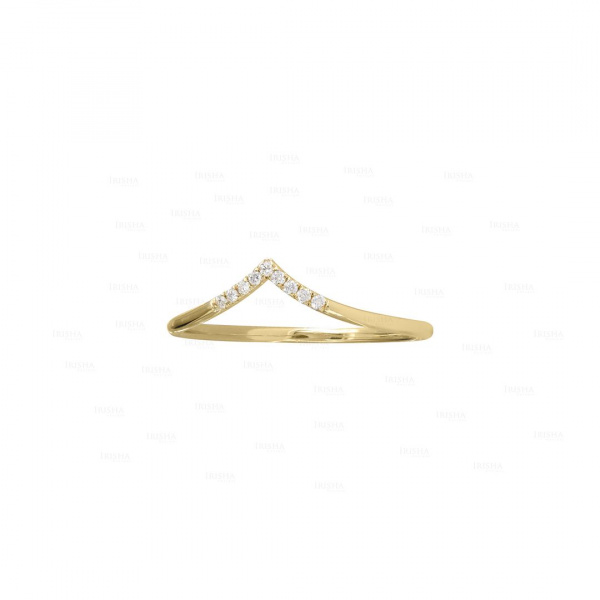 Genuine Diamond Chevron Design Wedding Ring 14K Gold Fine Jewelry