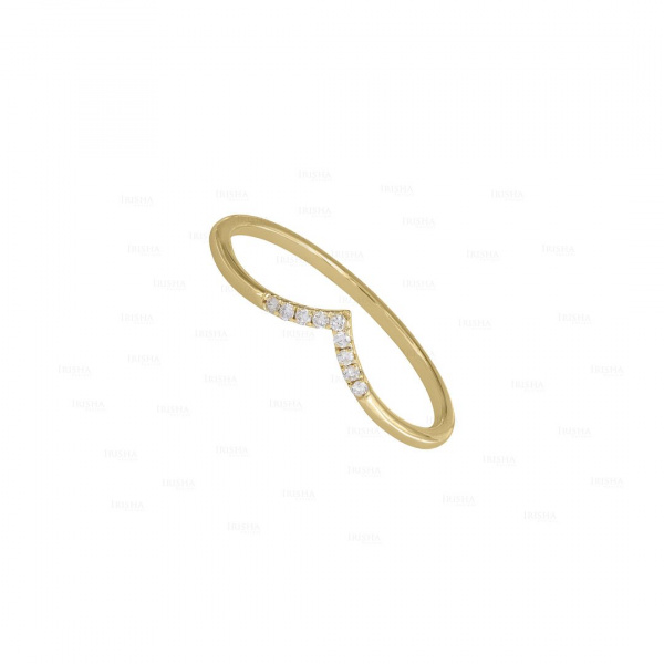 Genuine Diamond Chevron Design Wedding Ring 14K Gold Fine Jewelry