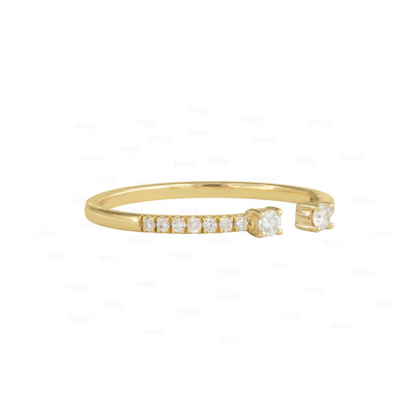 Genuine Diamond Open Cuff Ring 14K Gold Fine Jewelry Size-3 to 8 US