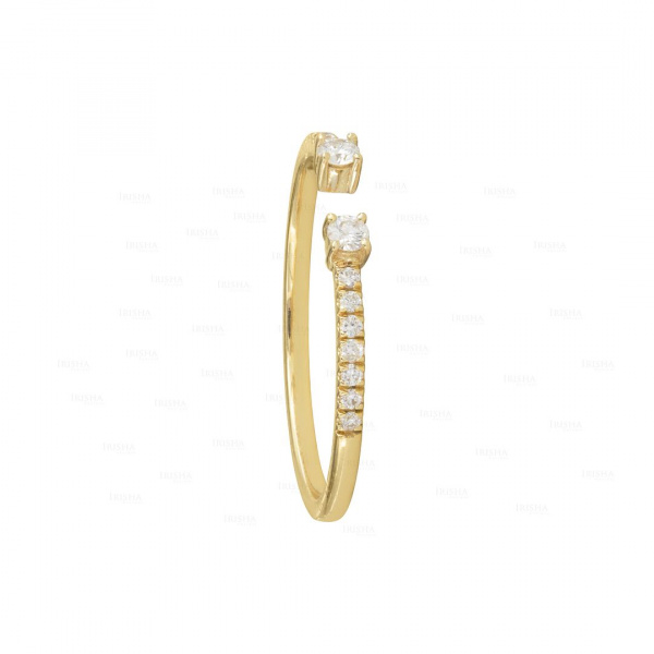 Genuine Diamond Open Cuff Ring 14K Gold Fine Jewelry Size-3 to 8 US