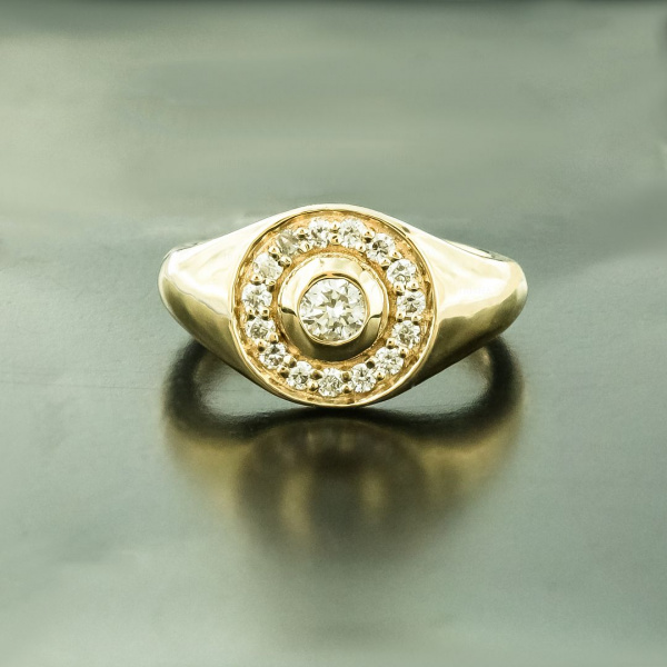 14K Gold 0.25 Ct. Genuine Diamond Signet Wedding Engagement Ring Fine Jewelry