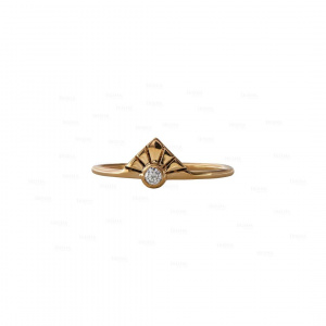 0.06 Ct. Genuine 14k Solid Gold Solitare Diamond Vintage Style Ring