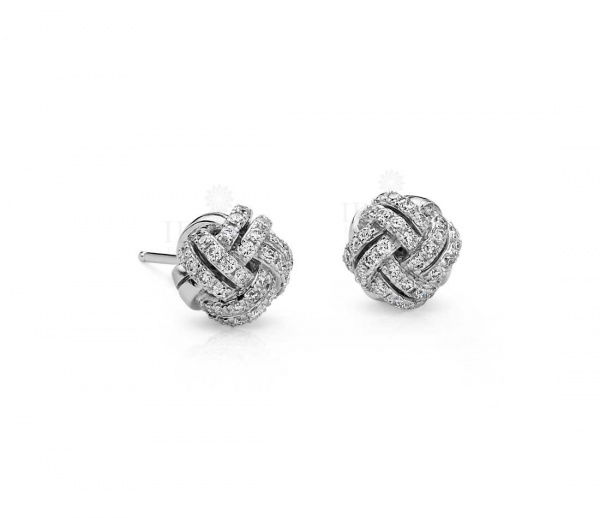 0.30 Ct. Genuine Diamond Love Knot Design Disco Ball Earrings in 14K Gold