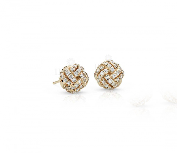 0.30 Ct. Genuine Diamond Love Knot Design Disco Ball Earrings in 14K Gold