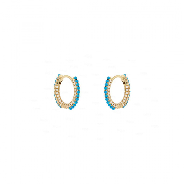 Diamond Turquoise Huggie Earrings