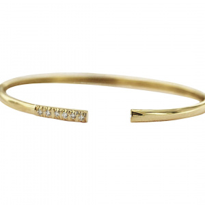 14K Yellow Gold 0.09 Ct. Genuine Diamond Cuff Bangle Bracelet Fine Jewelry