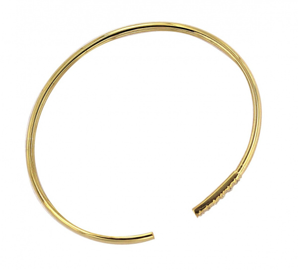 14K Yellow Gold 0.09 Ct. Genuine Diamond Cuff Bangle Bracelet Fine Jewelry
