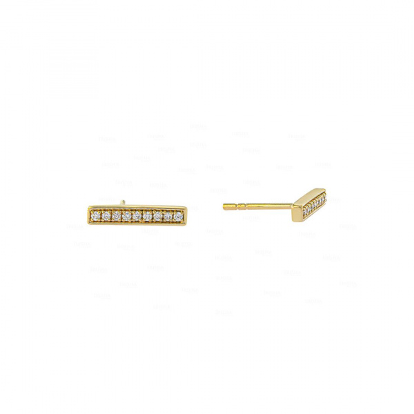 14K Yellow Gold 0.10 Ct. Genuine Diamond 12 mm Tiny Bar Studs Earrings  Jewelry