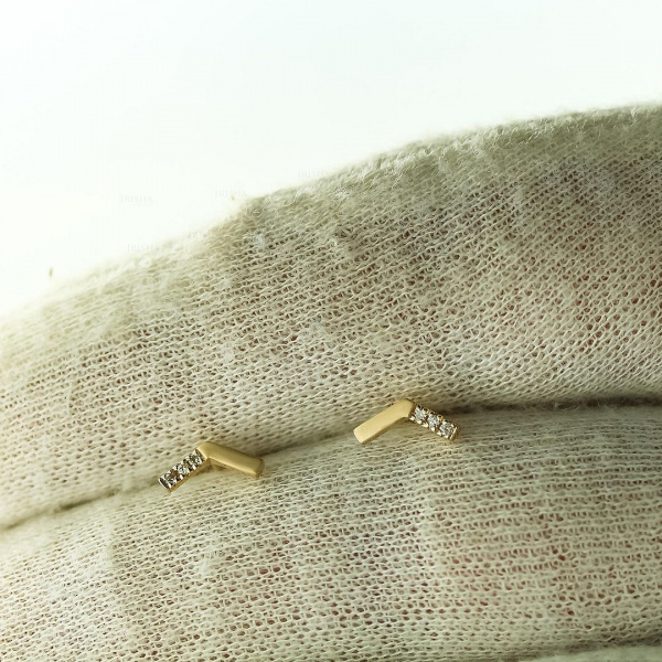14K Gold 0.04 Ct. Genuine Diamond Honeycomb Tiny Stud Earrings Fine Jewelry