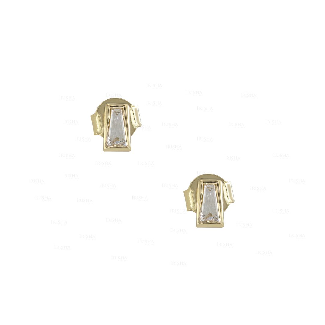 14K Gold 0.12 Ct. Genuine Tapered Baguette Diamond Studs Earrings Fine Jewelry