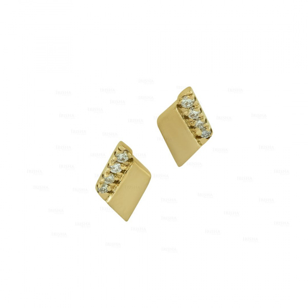 14K Gold 0.07 Ct. Genuine Diamond Rhombus Shape Studs Earrings Fine Jewelry