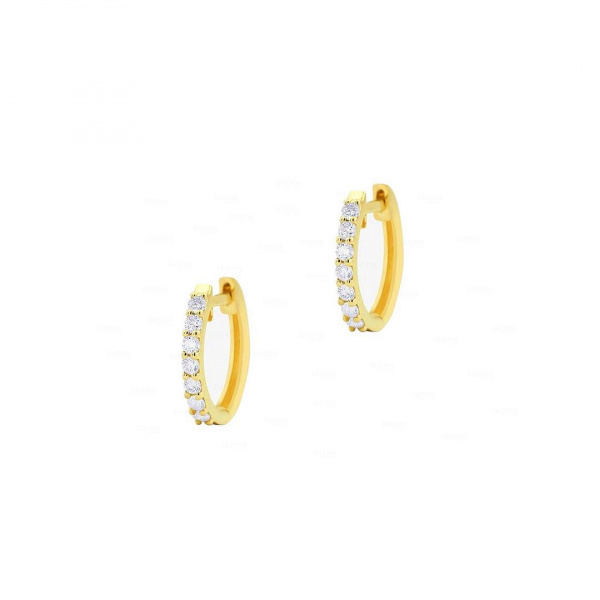 14K Yellow Gold 0.14 Ct. Genuine Diamonds 12 mm Hoop Earrings Fine Jewelry