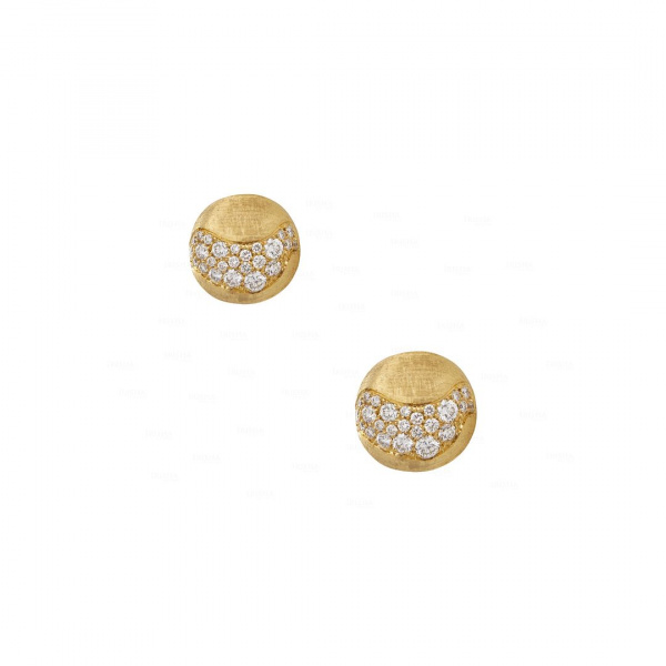 14K Yellow Gold 0.50 Ct. Genuine Diamond Unique Matte Finish Studs Earring